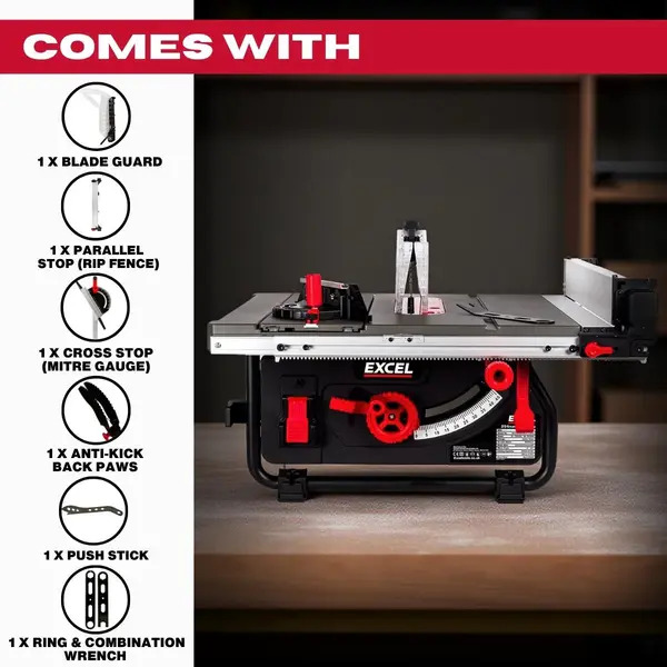 Excel 32141 254mm Extendable Table Saw 240V/1800W