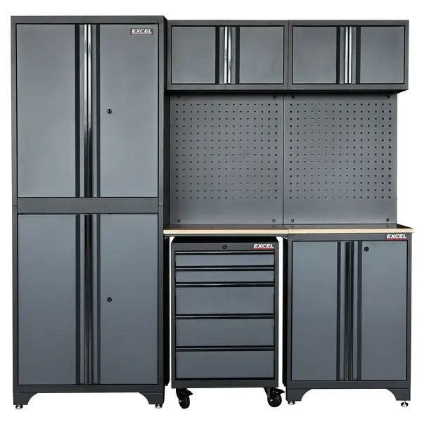 Excel 12097 7-Piece Garage Storage Cabinet System with Worktop