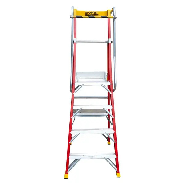 Excel 31133 Electricians Fibreglass Podium Step Ladder 4 Tread 2.04m EN131-7