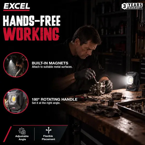 Excel 10769 800 Lumens LED Magnetic Rechargeable Mini Work Light