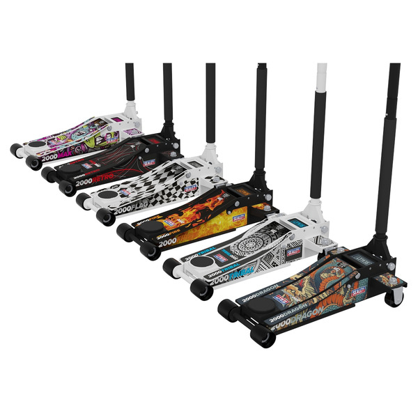 Sealey 2000CB Low Profile Custom Design Trolley Jack with Rocket Lift 2 Tonne - Black