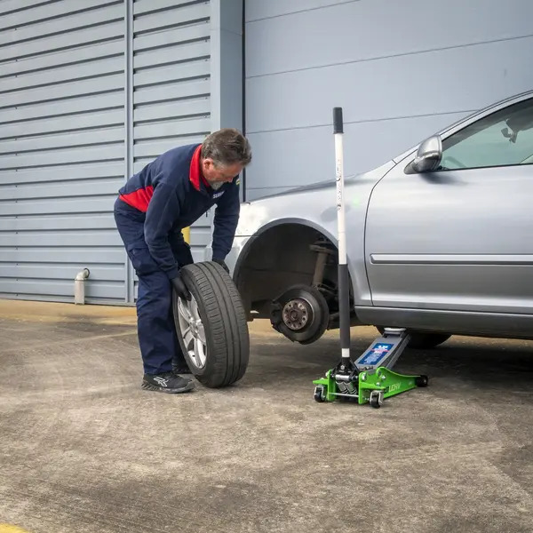 Sealey 2001LEHVCOMBO Trolley Jack & Cordless Impact Wrench Combo - Green