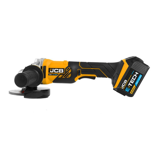 JCB 18V 115mm 4 1/2 Cordless Angle Grinder with 2 x 3.0Ah Li-ion Batteries & 2.4A Fast Charger, M14 Thread | JCB-18AG-3C-V2