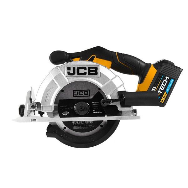 JCB 18V Cordless Circular Saw 165mm 6.5 with 3.0Ah Li-ion Battery & 2.4A Fast Charger | 21-18CS-3CX