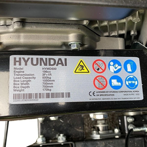 Hyundai 500kg 196cc 4x4 Drive Mini Dumper Power Barrow | HYMD500