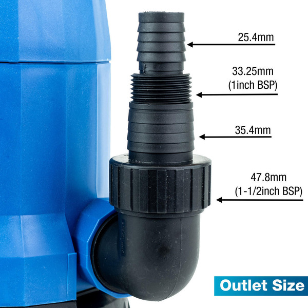 Hyundai 550w Submersible Pump, 25-32mm 1-1/2 Hose, Clean and Dirty Water Sump Pump, 7m Lift | HYSP550CD