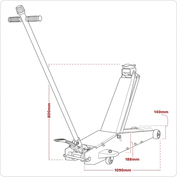 Sealey Long Reach High Lift Commercial Trolley Jack 2 Tonne