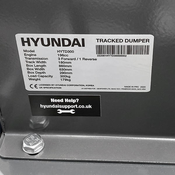 Hyundai 196cc 300kg Petrol Tracked Mini Dumper Power Barrow Transporter | HYTD300