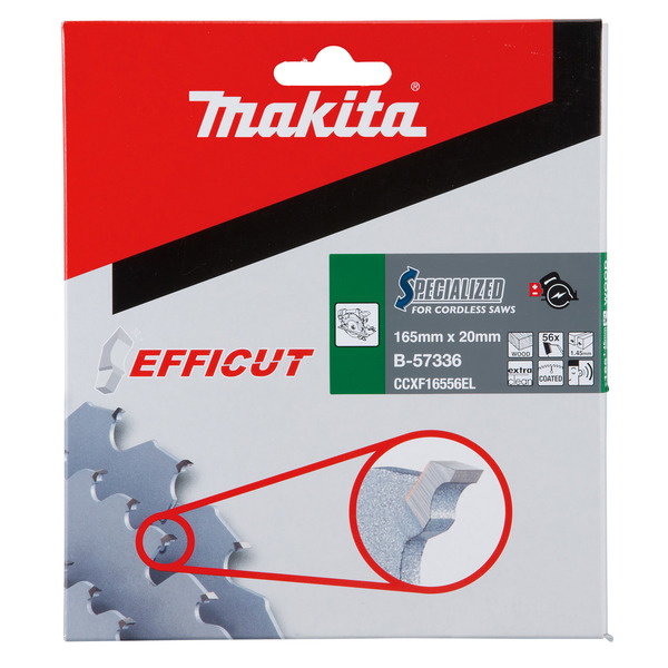 Makita B-57336 B-57320 165x20mm 56T Efficut TCT Saw Blade