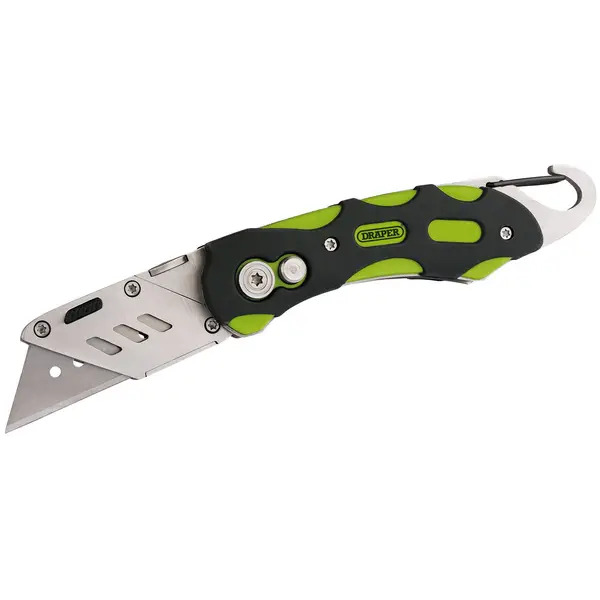 Draper 24424 Folding Trimming Knife with Belt Clip, Green/Orange