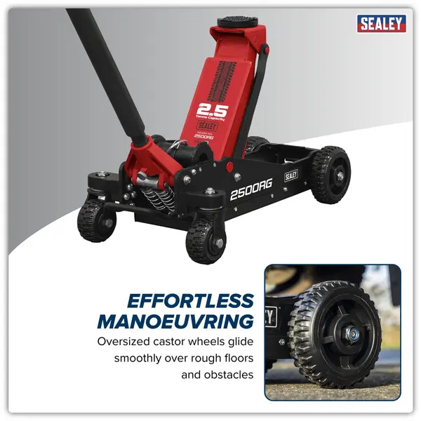 Sealey 2500RG Big Wheel Hybrid Trolley Jack for Off-Road Vehicles, SUVs, Vans & 4x4s with Super Rocket Lift 2.5 Tonne