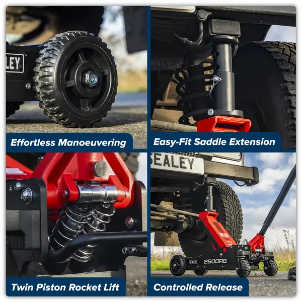 Sealey 2500RG Big Wheel Hybrid Trolley Jack for Off-Road Vehicles, SUVs, Vans & 4x4s with Super Rocket Lift 2.5 Tonne