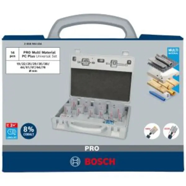 Bosch 2608594434 Professional Multi Material PC Plus Hole Saw Set 14 Pieces