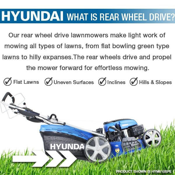Hyundai 19 /48cm 139cc Self-Propelled Petrol Roller Lawnmower | HYM480SPR