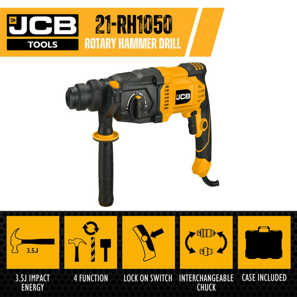 JCB Corded Electric 1050W SDS Plus Rotary Hammer | 21-RH1050