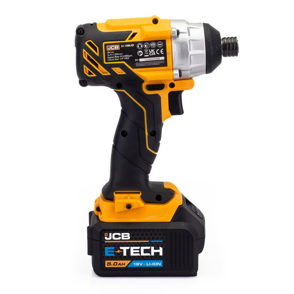 JCB 18V BRUSHLESS IMPACT DRIVER, 5AH LITHIUM-ION BATTERY AND CHARGER | 21-18BLID-5X-B