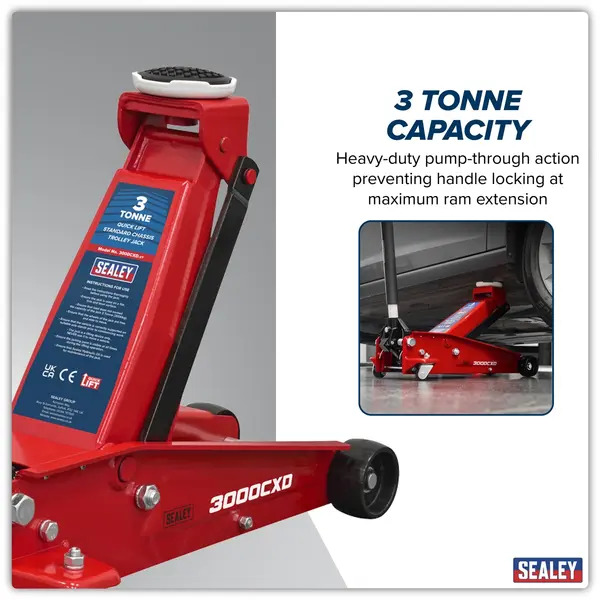 Sealey 3000CXD Quick Lift Standard Chassis Trolley Jack 3 Tonne