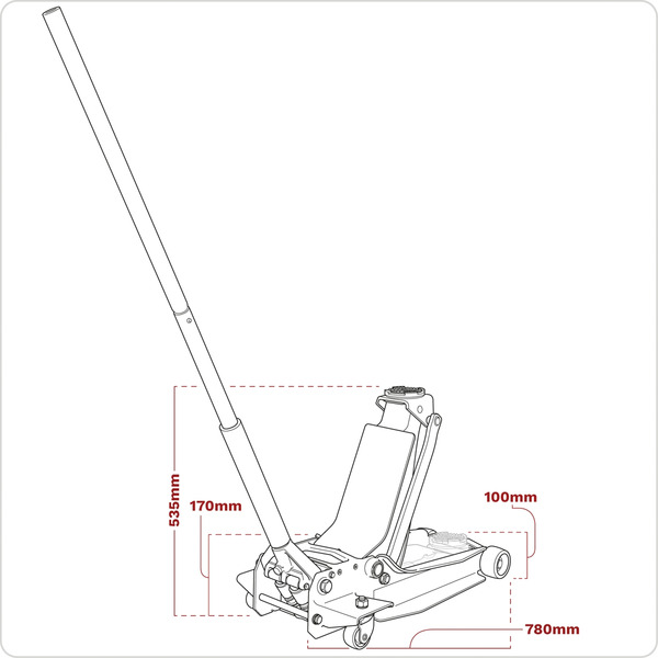 Sealey Low Profile Trolley Jack with Rocket Lift 3 Tonne