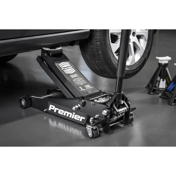 Sealey 3040AB Premier Low Profile Trolley Jack with Rocket Lift 3 Tonne - Black