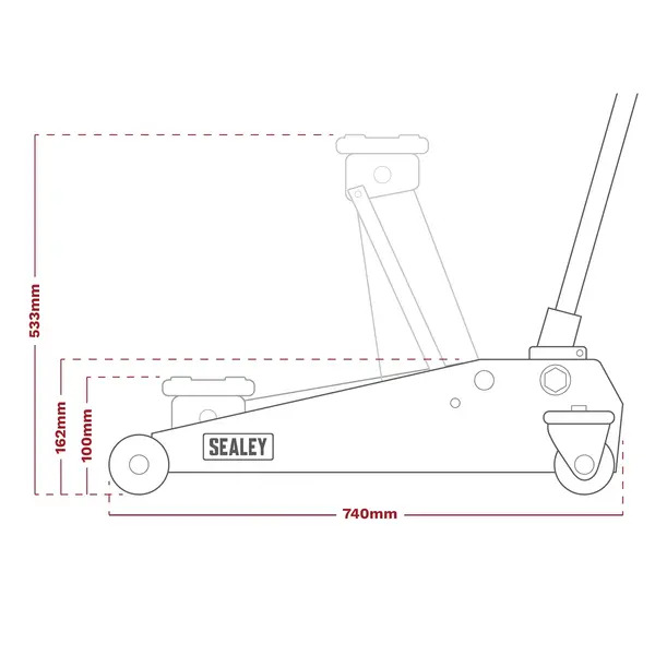 Sealey 3040AB Premier Low Profile Trolley Jack with Rocket Lift 3 Tonne - Black