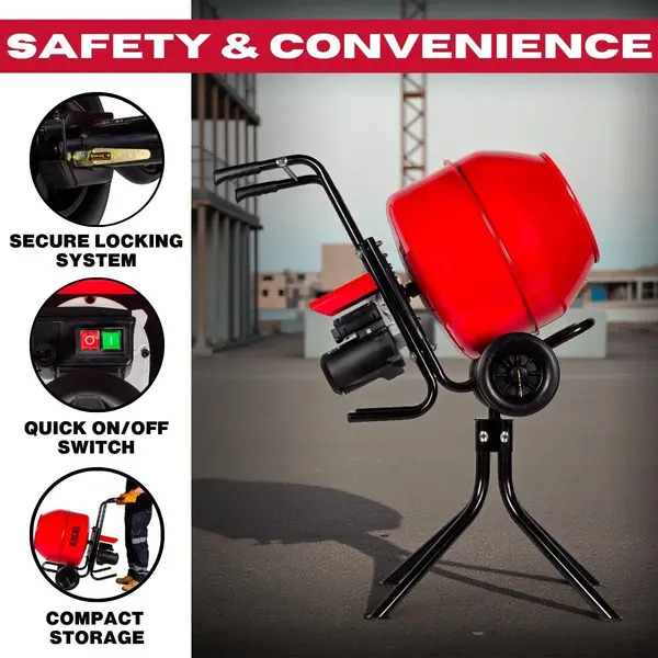 Excel 32144 134L Portable Cement Mixer 240V/370W with Wheels