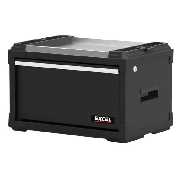 Excel 11630 6 Drawer Modular Rolling Tool Box Stackable with Stainless Steel Worktop