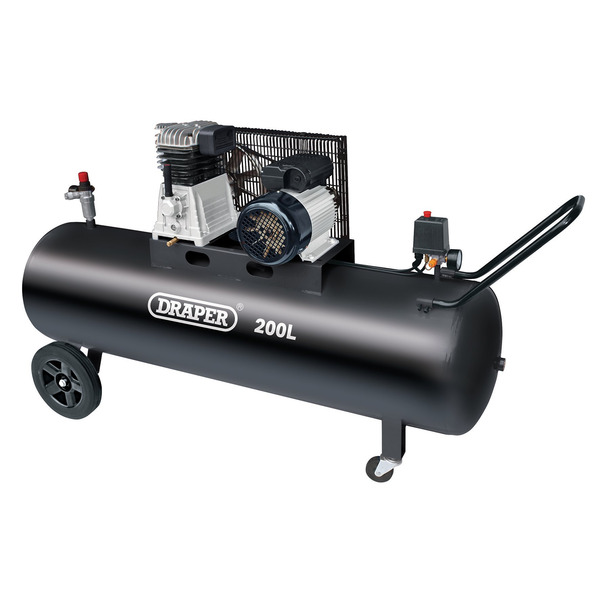 Draper 200L Belt-Driven Air Compressor, 2.2kW/3hp 
