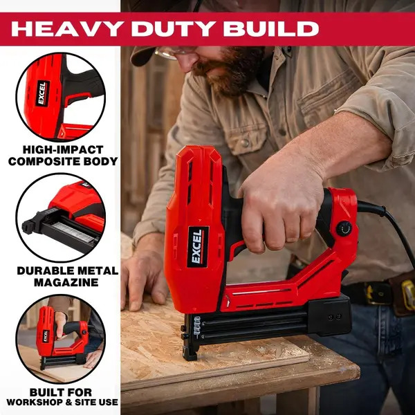 Excel 11061 2-in-1 Electric Stapler Nailer Gun 18G Heavy Duty 240V