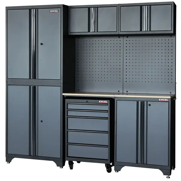 Excel 12097 7-Piece Garage Storage Cabinet System with Worktop