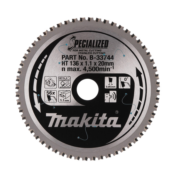 Makita B-33744 B-23086 136mm x 20mm x 56T Specialized Stainless Saw Blade