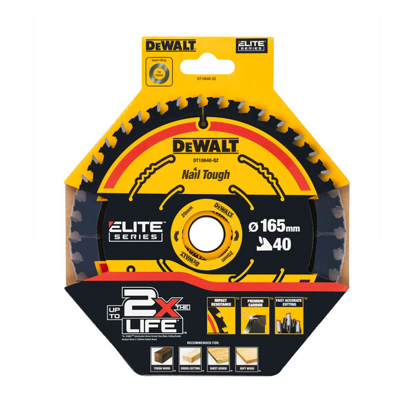 DeWalt DT10640 165x20mm 40T Elite Framing Circular Saw Blade