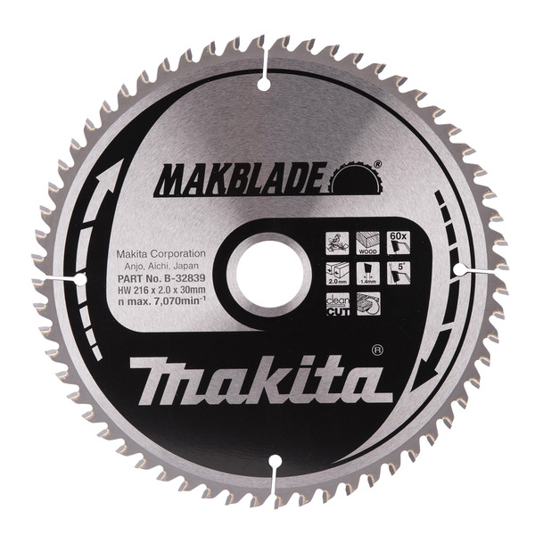Makita B-32839 B-09058 216mm x 30mm x 60T Makblade Mitre Saw Blade