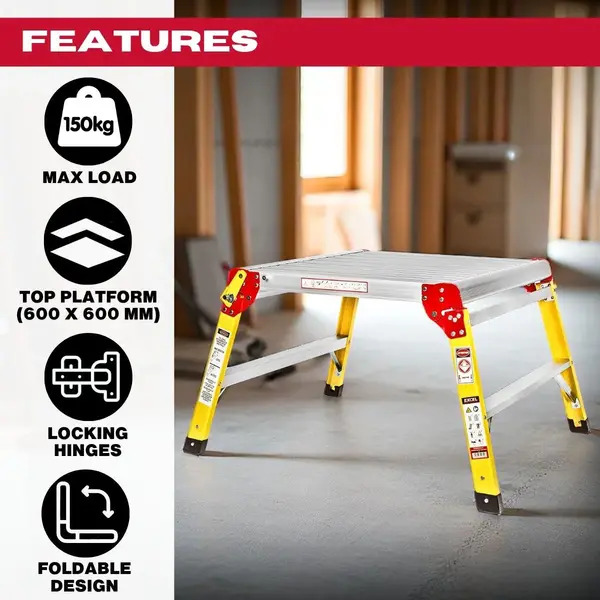 Excel 7521 Fibreglass Work Bench Platform Heavy Duty Folding Hop Up 600mm x 600mm