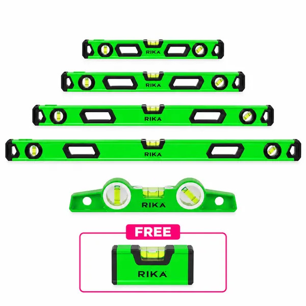 Rika BOXLMEGA 6pc Magnetic Aluminum Box MEGA Level Set With FREE Mini Level