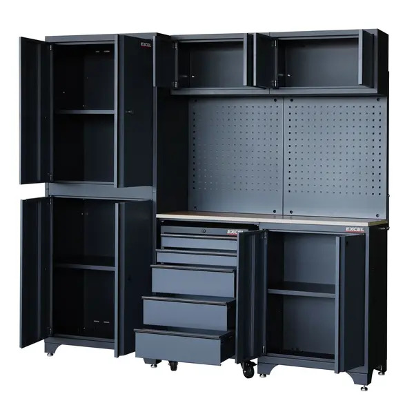 Excel 12097 7-Piece Garage Storage Cabinet System with Worktop