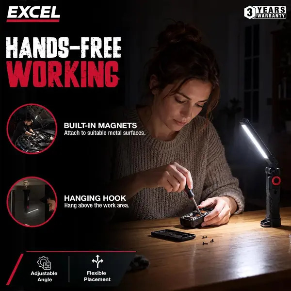 Excel 10949 1500 Lumens LED Rechargeable Inspection Magnetic Light