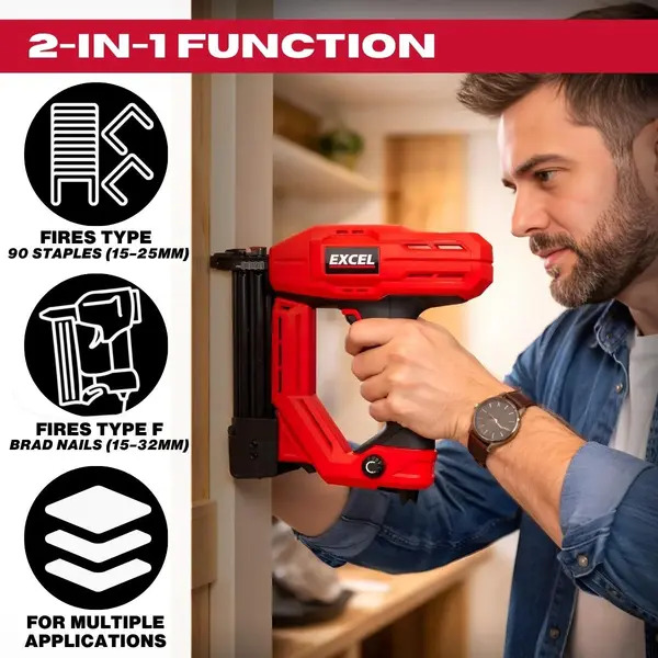 Excel 11061 2-in-1 Electric Stapler Nailer Gun 18G Heavy Duty 240V