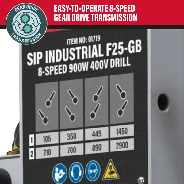 SIP SIP-01719 F25-GB 8-Speed 900w Ind Floor Pillar Drill