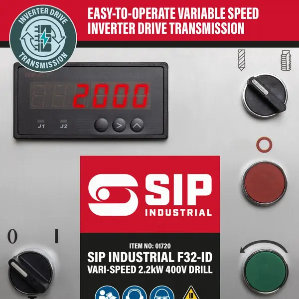 SIP SIP-01720 F32-ID 4-Speed 2.2kW IndFloor Pillar Drill