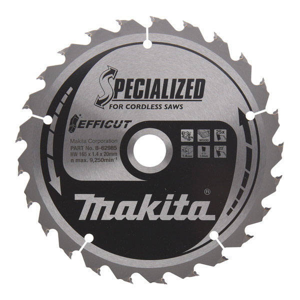 Makita B-62985 165mm x 20mm x 25T Efficut Blade