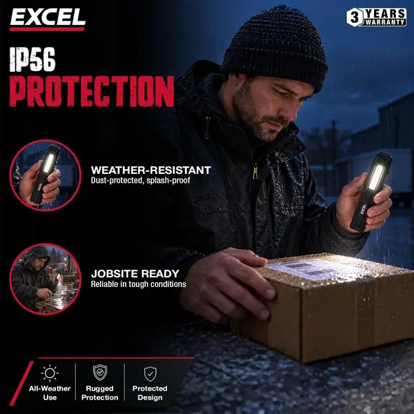 Excel EXL10948 10948 200 Lumens LED Rechargeable Magnetic Handheld Work Light with Flashlight
