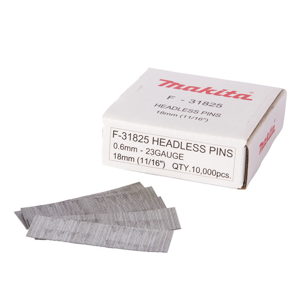 Makita F-31825 18mm Bright Headless Pins for BPT/DPT Nailers 10000pk