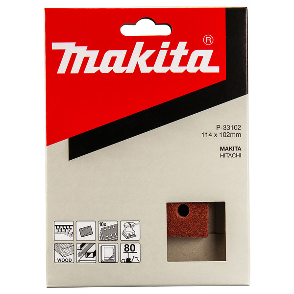 Makita P-33102 10pk Palm Sander Sheets Red 80 Grit