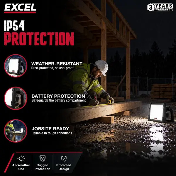 Excel EXL10767 10767 18V/240V 10000 Lumens Hybrid Pro-Frosted Work Light