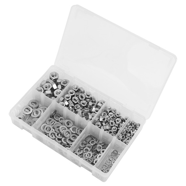 Sealey AB077NW Stainless Steel Nut and Washer Assortment M5-M10 500pc