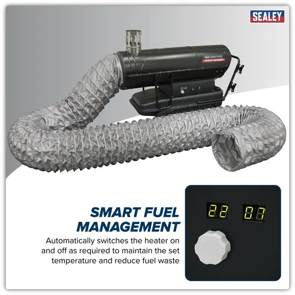 Sealey ABI1700COMBO Space Warmer&reg; Indirect Kerosene/Diesel Heater 170,000Btu/hr with 5M Ducting