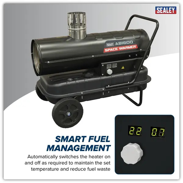 Sealey ABI600 Space Warmer&reg; Indirect Kerosene/Diesel Heater with Wheels 68,000Btu/hr