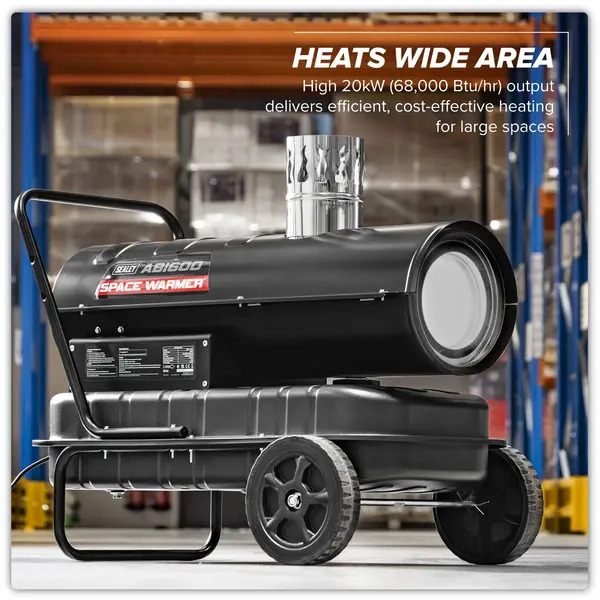 Sealey ABI600 Space Warmer&reg; Indirect Kerosene/Diesel Heater with Wheels 68,000Btu/hr