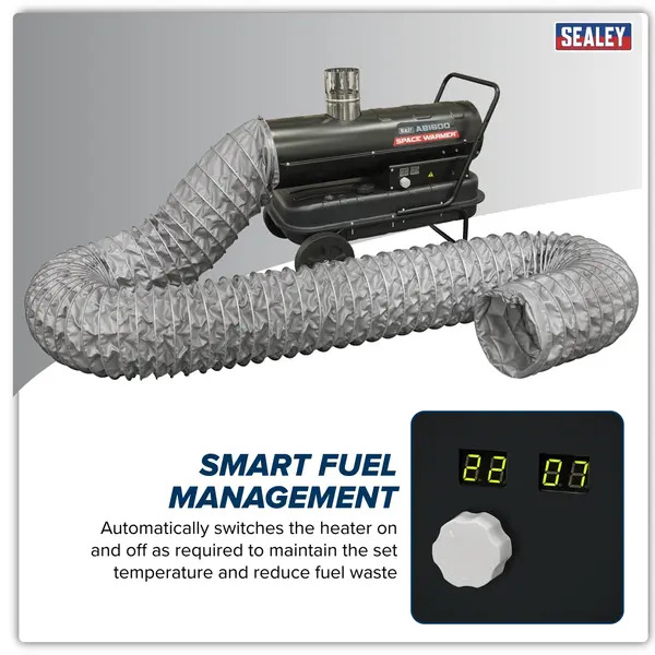 Sealey ABI600COMBO Space Warmer® Indirect Kerosene/Diesel Heater 68,000Btu/hr with 5M Ducting