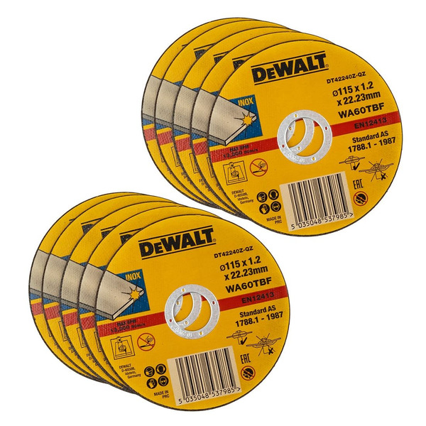 DeWalt 115 x 1.2mm Thin Cut INOX 10pcs TIN